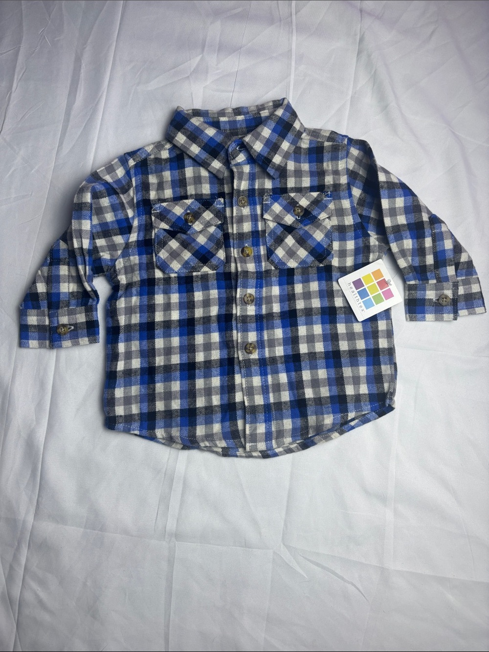 BNWT Kids’ healthtex Plaid Button-Down Flannel Shirt. Size 12mths